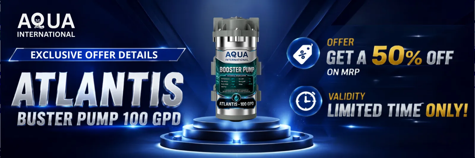 AQUA International ATLANTIS Buster Pump 100 GPD — 50% off on MRP, limited time only