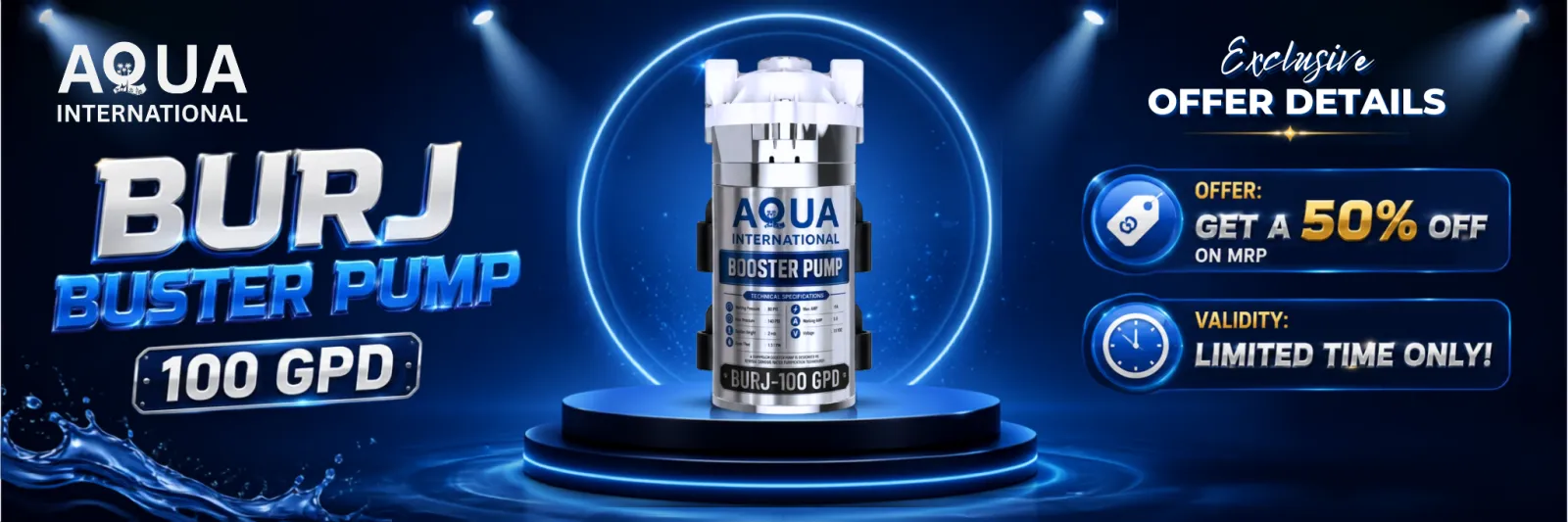 AQUA International BURJ Buster Pump 100 GPD — 50% off on MRP, limited time only